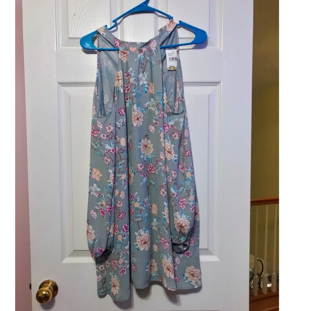Cold Shoulder Grey Floral Dress